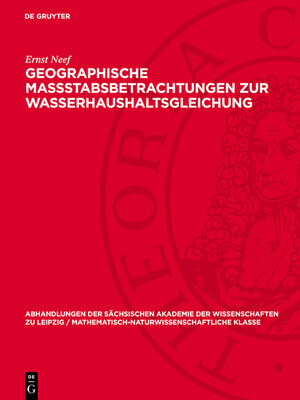 cover image of Geographische Massstabsbetrachtungen zur Wasserhaushaltsgleichung